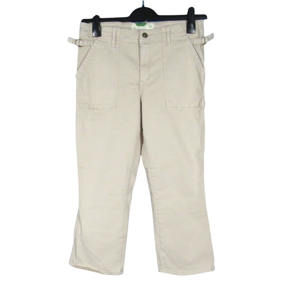 ANTHROPOLOGIE Utility Kick Flare KHAKI Stretch Cotton Twill CROPPED PANTS 30